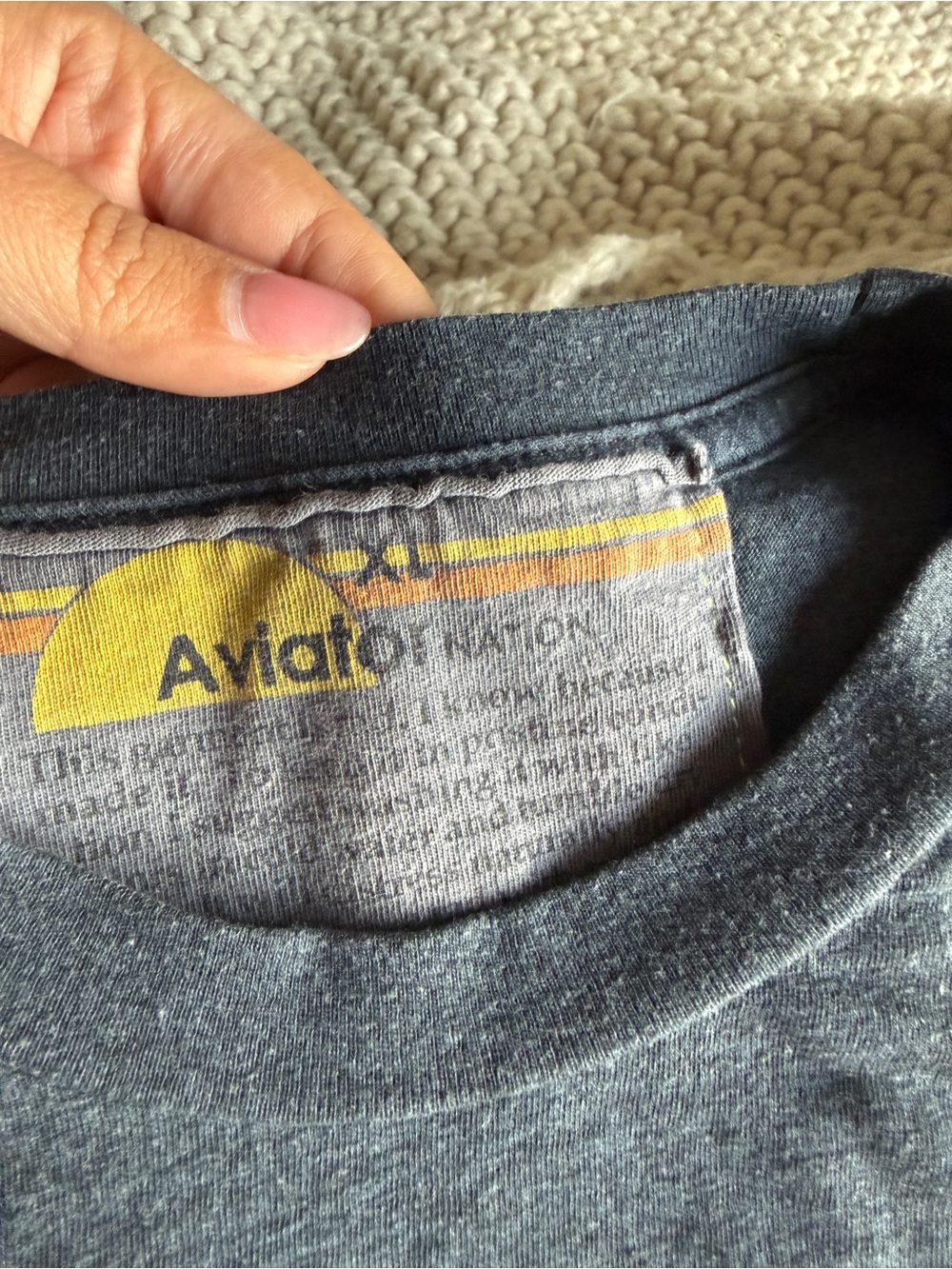 Aviator Nation Charcoal Tee with Rainbow Stripe Surf Logo - Picture 4 of 4